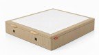 Lit coffre tissu LANGUEDOC - tiroir 24 cm, finition bois