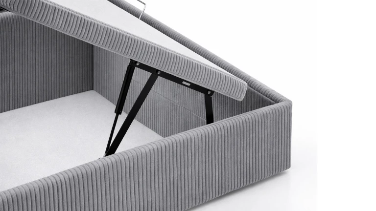 Lit coffre tissu LANGUEDOC - tiroir 24 cm, finition bois