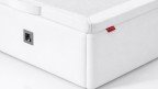 Lit coffre tissu LANGUEDOC - tiroir 24 cm, finition bois