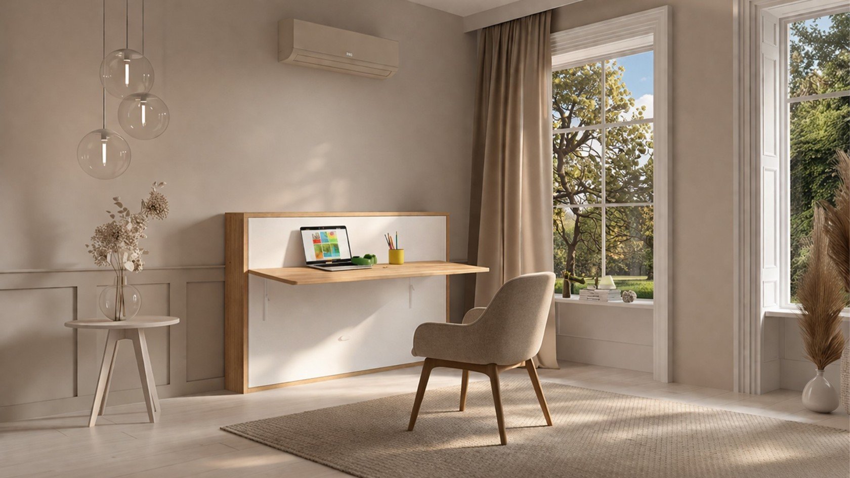 Lit escamotable Giverny avec tablette bureau rétractable