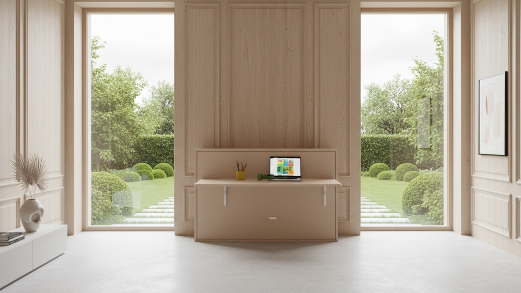 Lit escamotable Giverny avec tablette bureau rétractable