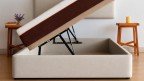 Lit coffre tissu HOURTIN - ouverture latérale, tissu premium