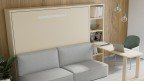 Lit escamotable horizontal avec canapé confort pour matelas épais