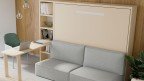 Lit escamotable horizontal avec canapé confort pour matelas épais