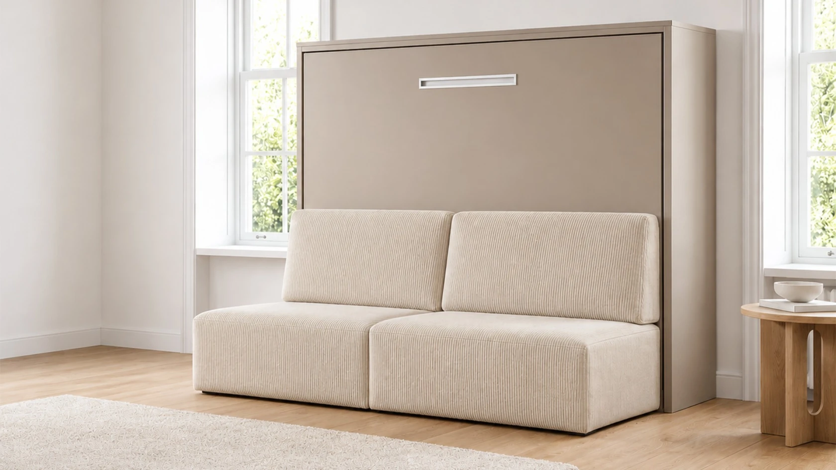Lit escamotable horizontal avec canapé confort pour matelas épais