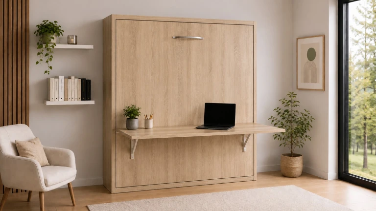 Lit escamotable vertical avec bureau rétractable LOZÈRE