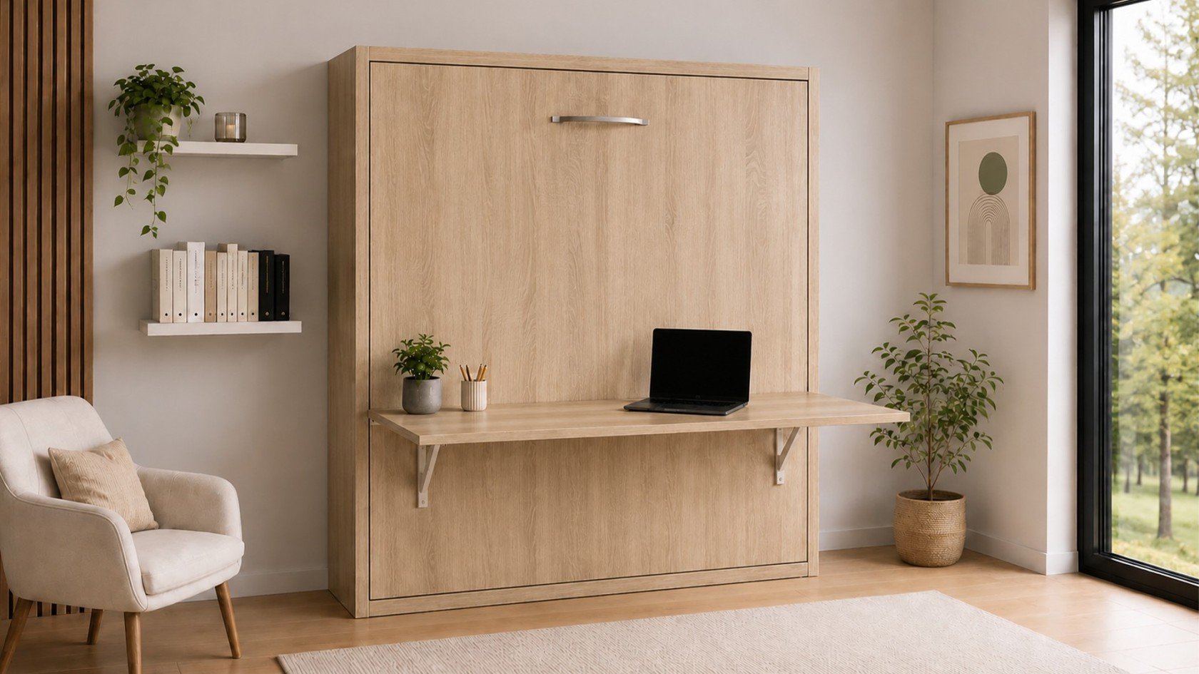 Lit escamotable vertical avec bureau rétractable LOZÈRE