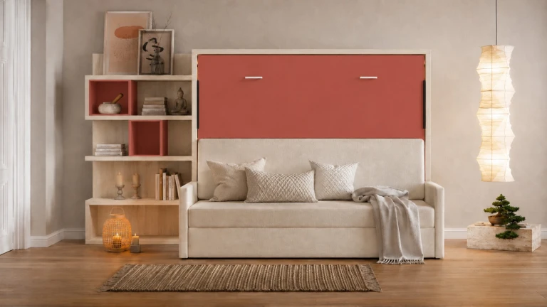 lit escamotable horizontal avec canapé