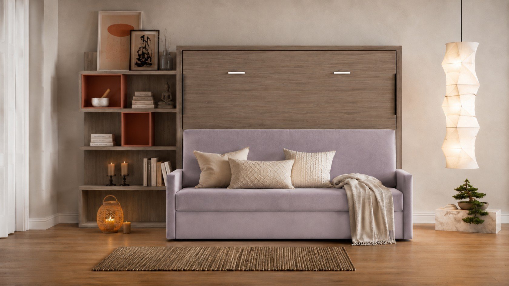 lit escamotable horizontal avec canapé