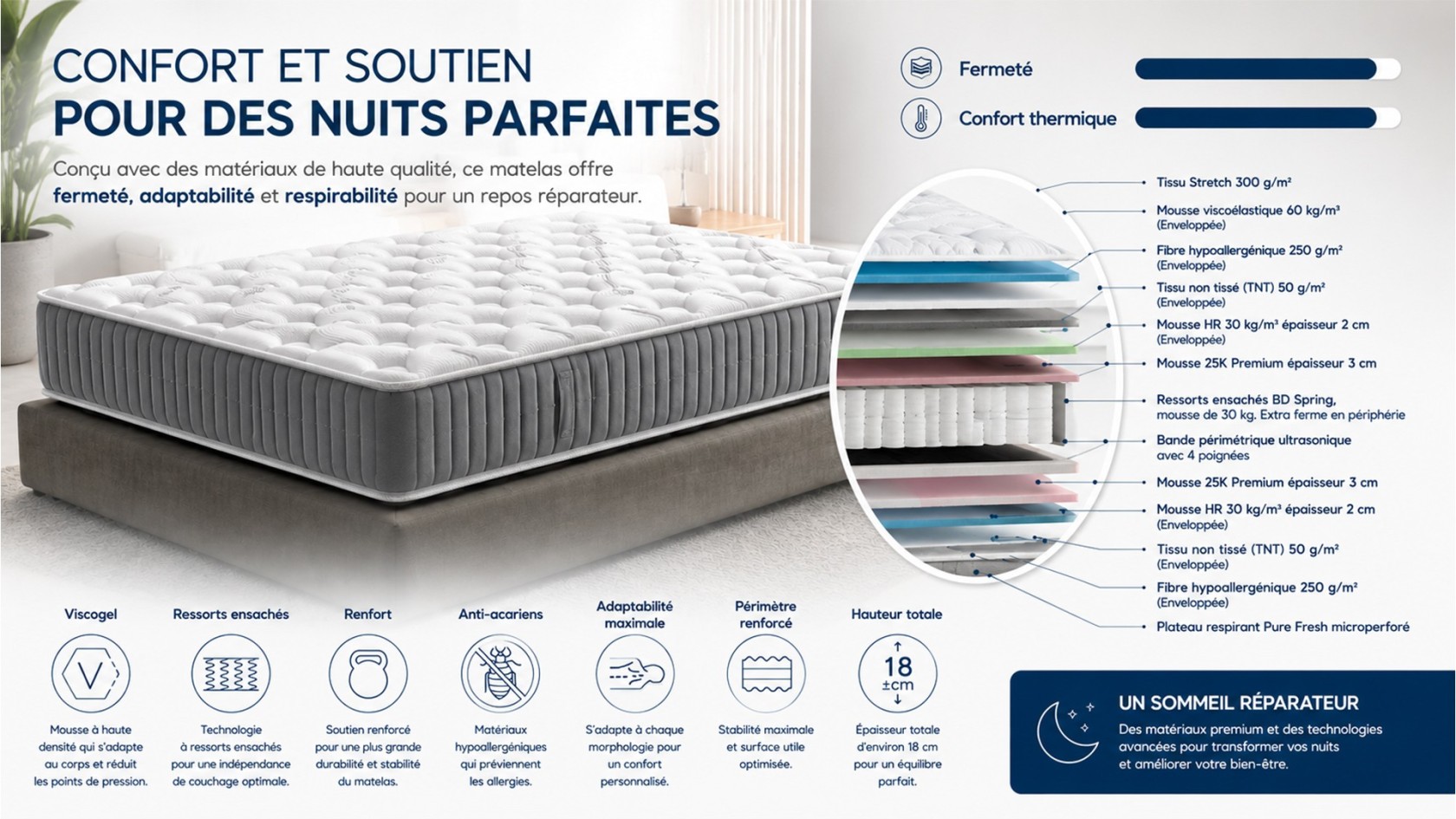 Le meilleur matelas ressorts ensachés pour lits escamotables et lits coffre