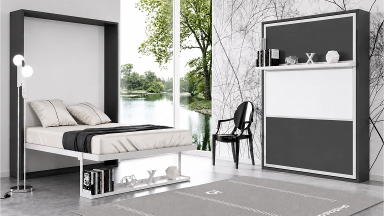 Lit escamotable vertical avec tablette décorative synchronisable | Boconfort