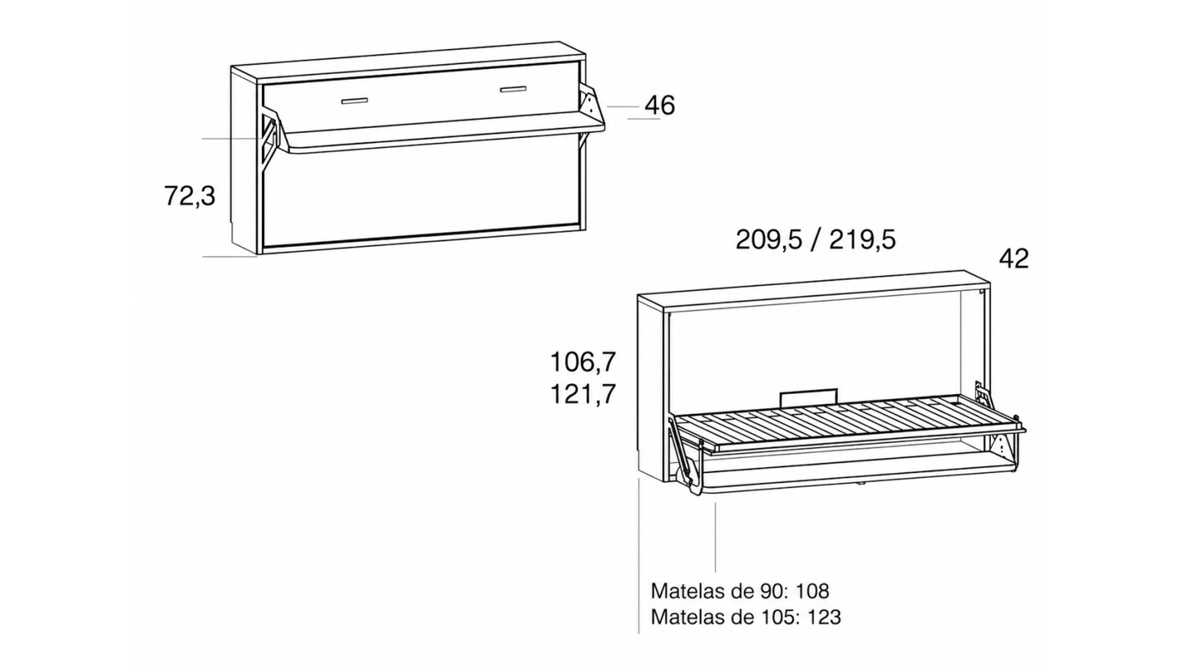 Lit escamotable horizontal avec bureau intégré fonctionnel